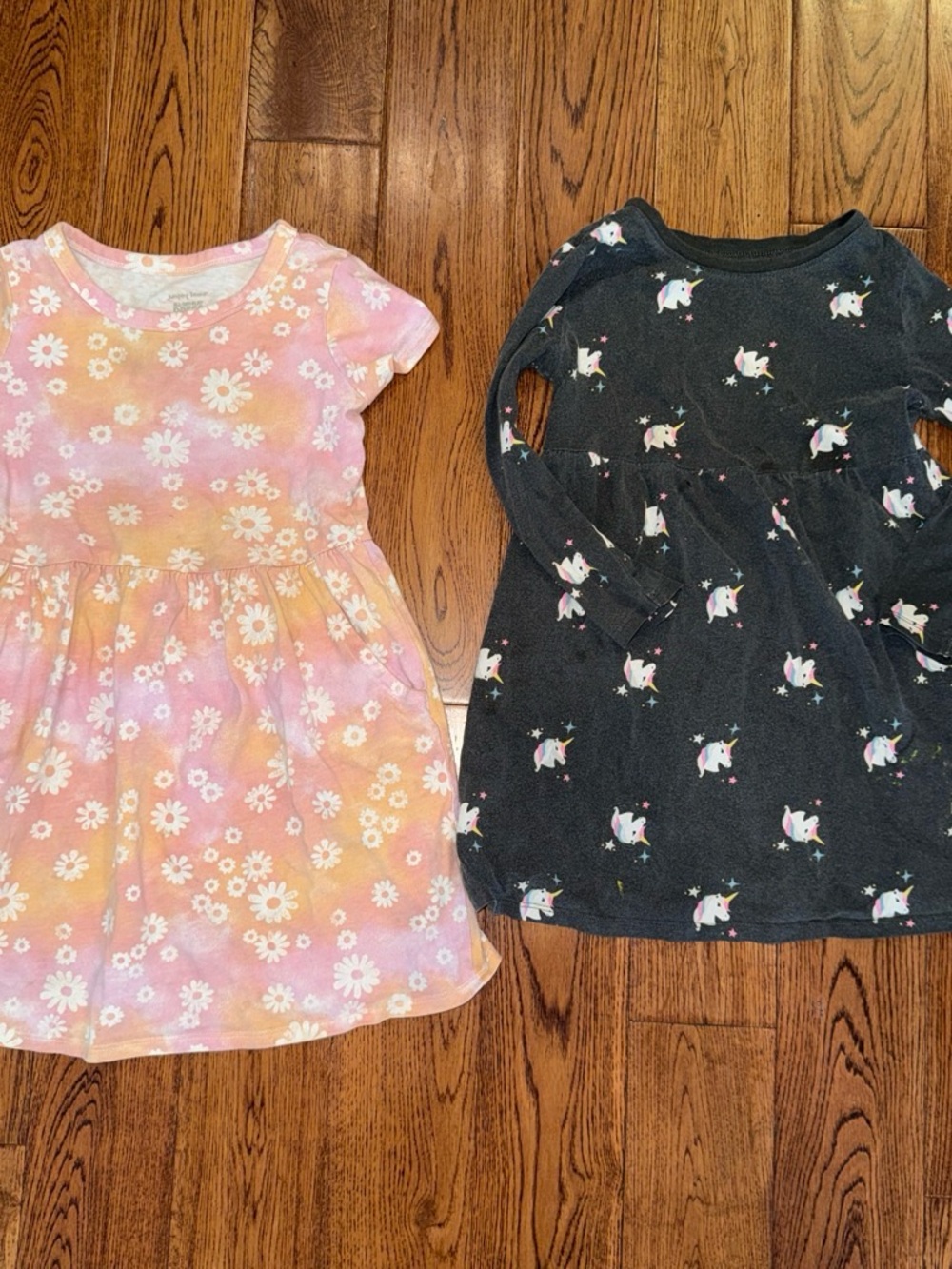jumping beans Pink & Black Girls' Dresses — Daisy Tie-Dye and Unicorn Print